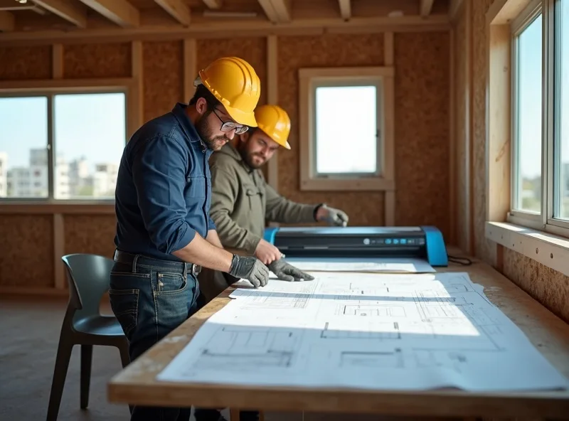 Plotter rental at a construction site trailer